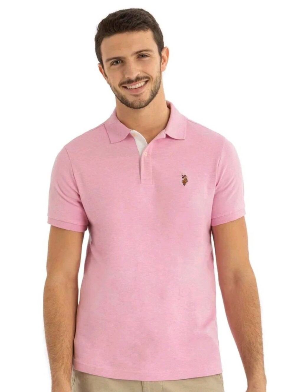 U.S. Polo Assn. Men's Pink Interlock Polo Shirt